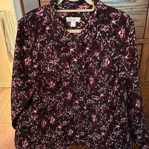 CJ Banks Black and Maroon button front jacket